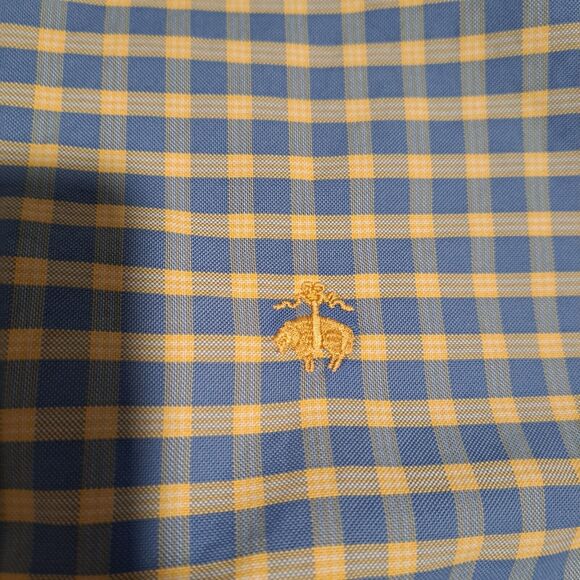 Brooks Brothers Shirt Mens XL Blue Yellow Gingham Supima Cotton Button Down - Picture 4 of 11